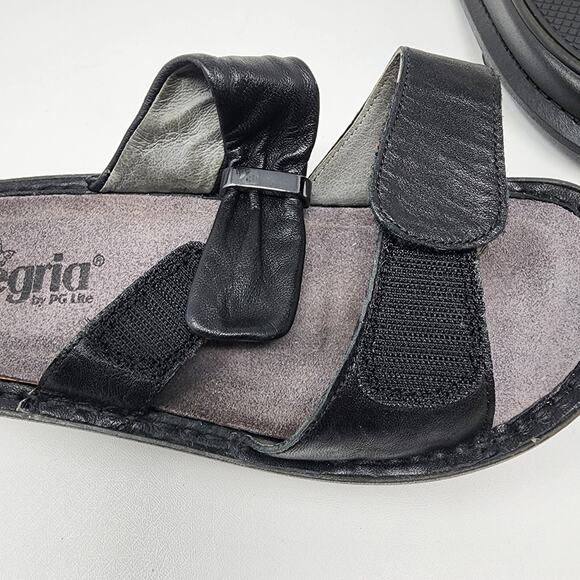 Alegria Karmen Slide Women EU37/US6.5-7 Black Leather 2 Strap Comfort Kar-601 - Picture 10 of 11